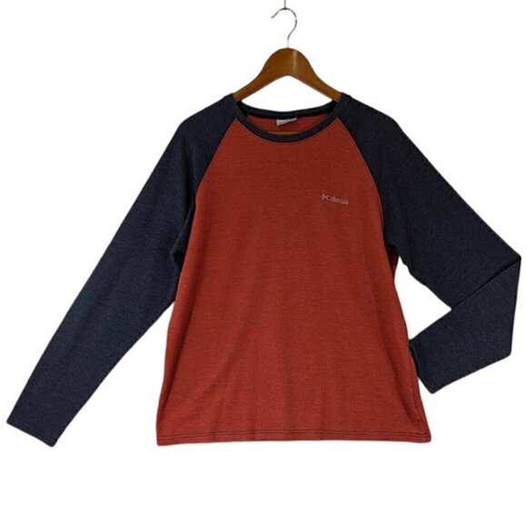 Columbia Sportswear Mens Raglan Sleeve Thermal Pullover Orange Blue Size Large - Picture 1 of 8
